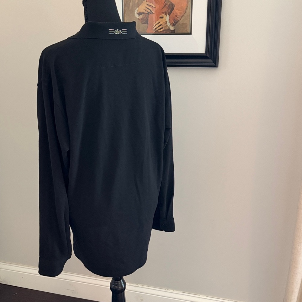 Lacoste Long Sleeve Polo Shirt Mens XL Size 7 Black Pique Classic Logo - Picture 4 of 10